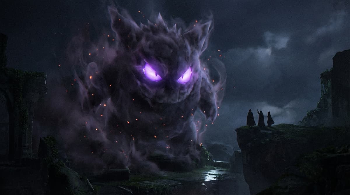 Concept image of Gigantamax Gengar returning as a fearsome raid boss.