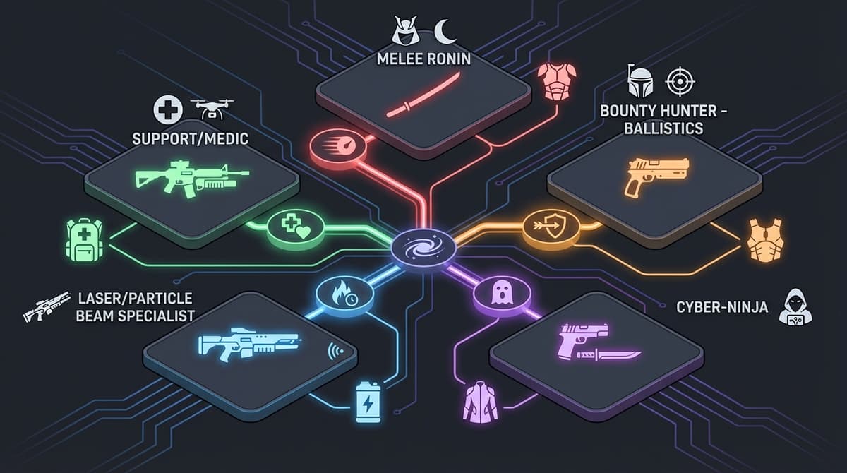 Overview infographic of the five top builds