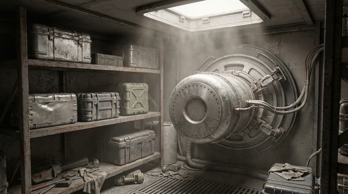 Close-up of storage module and transfer container docking to a ship.