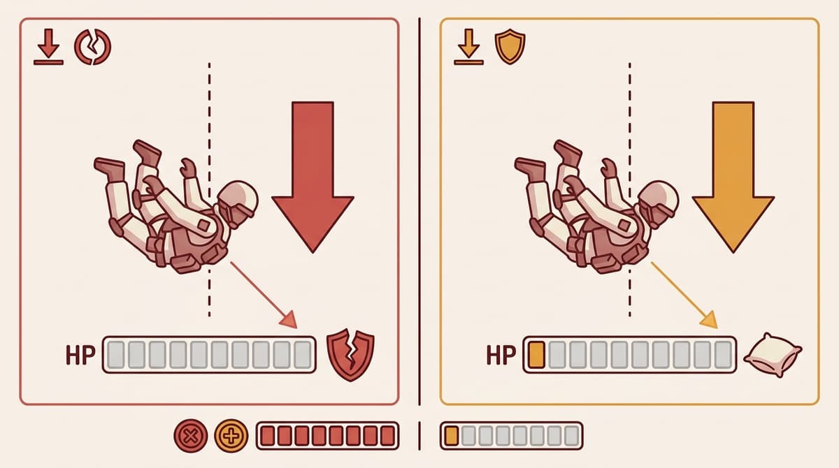 Explain the difference between instant death vs a 1 HP minimum floor.