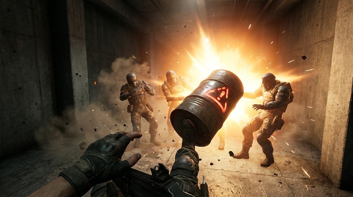 Tactics for luring enemies into the barrel blast radius.
