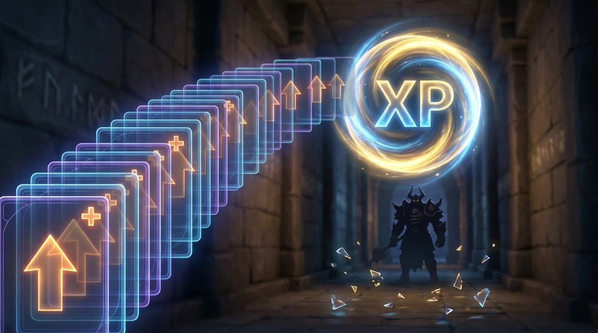 XP scaling from zone bonuses, challenges, and special items (symbolic flow)