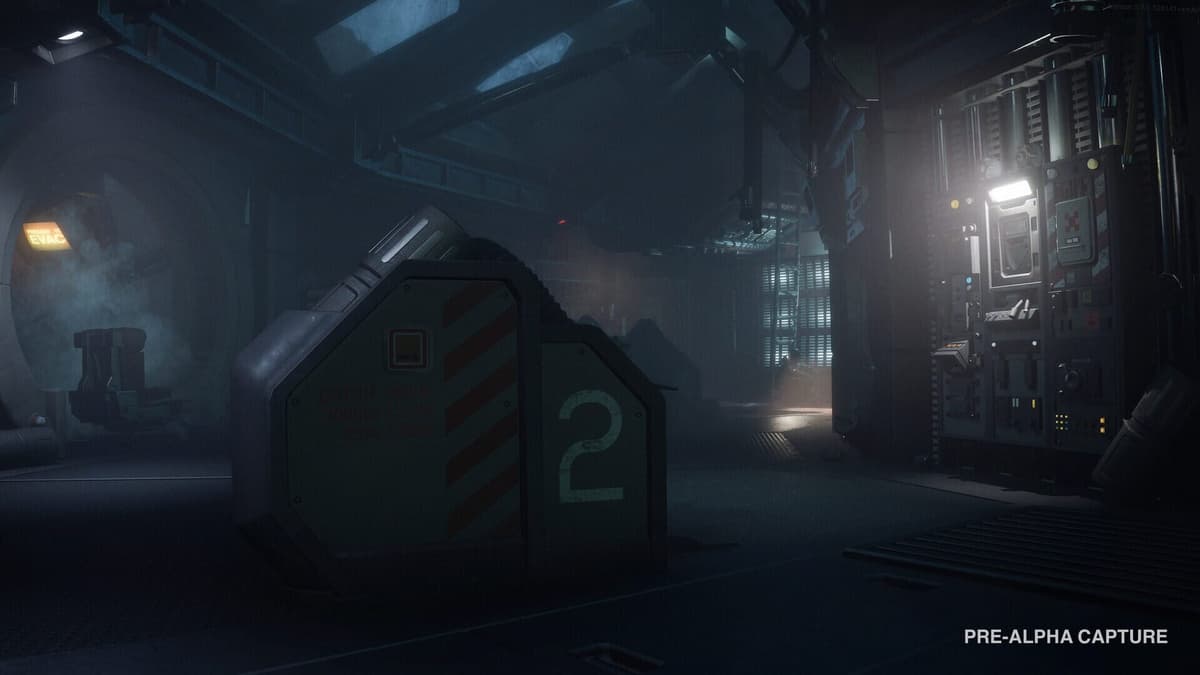 A dim industrial interior in Alien: Isolation 2 (pre-alpha capture).