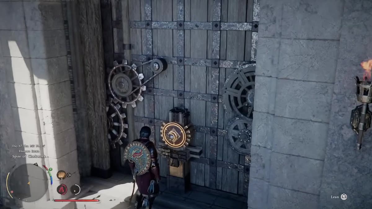 The Spire of Clockwork gear puzzle you climb after Blood Coronation to reach Riddle Square for Storm Veil (Wind).