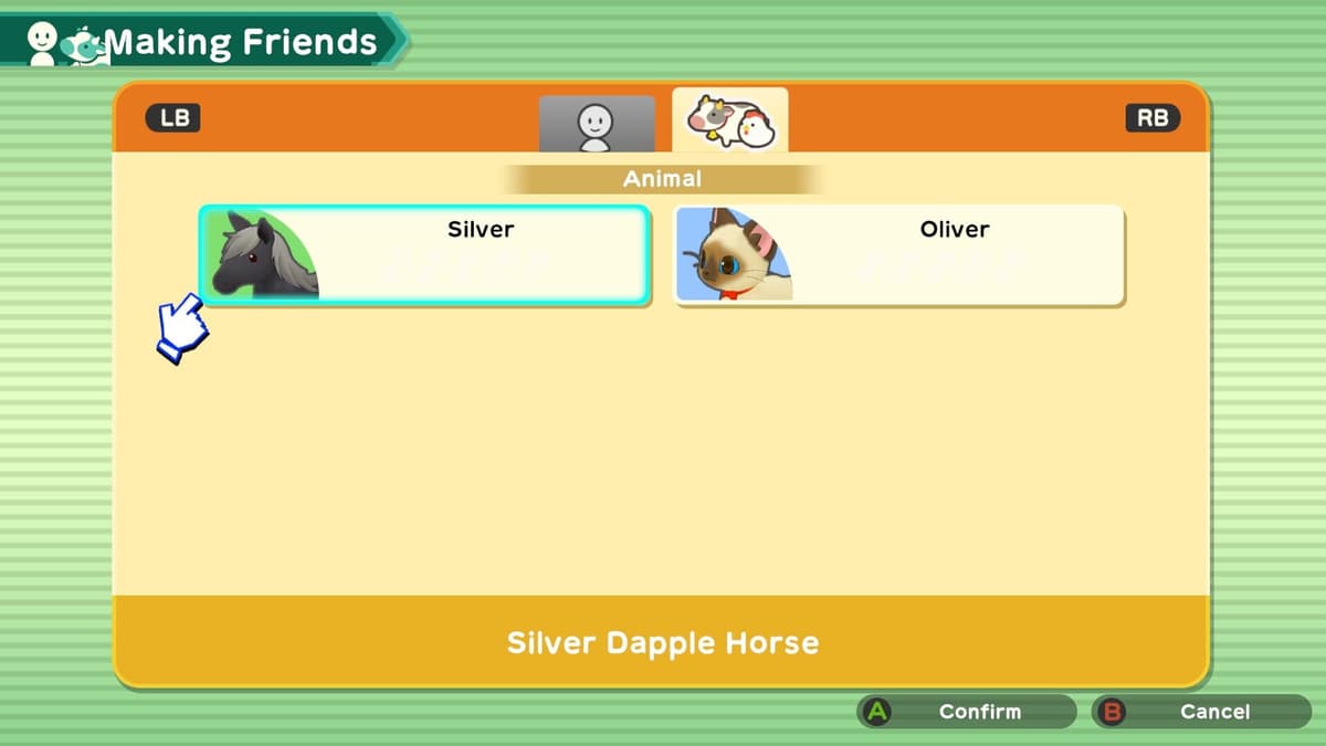 The Making Friends menu from the Precious Pets Pack DLC.