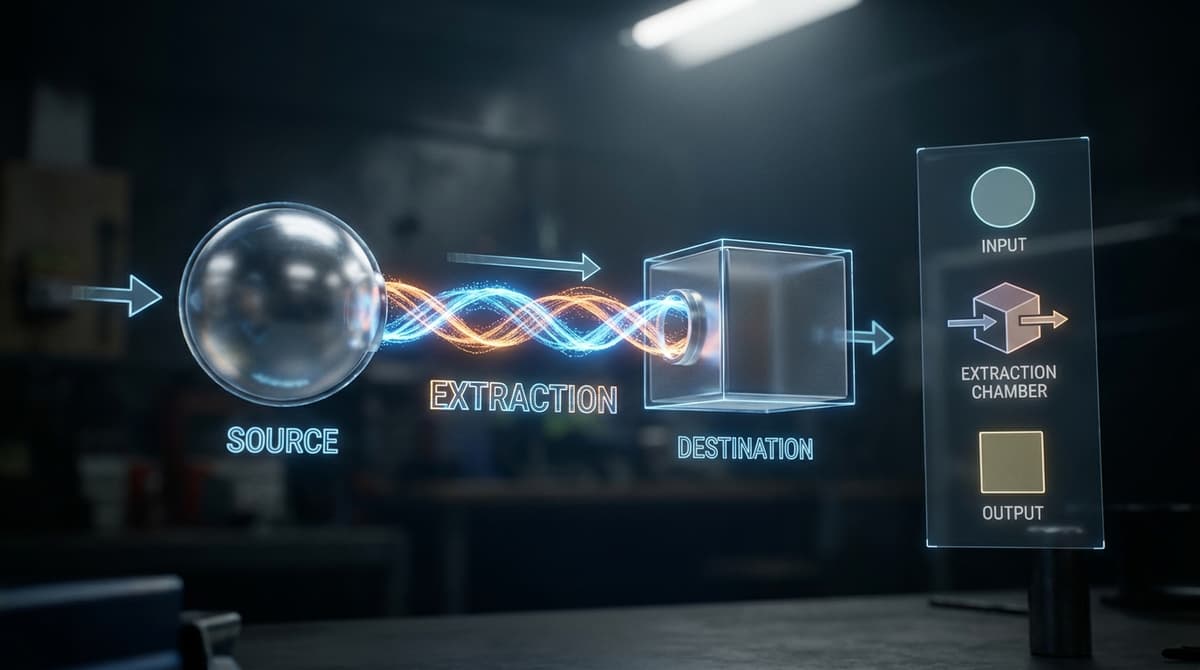 Konzeptgrafik: Extraction als Prozessfluss