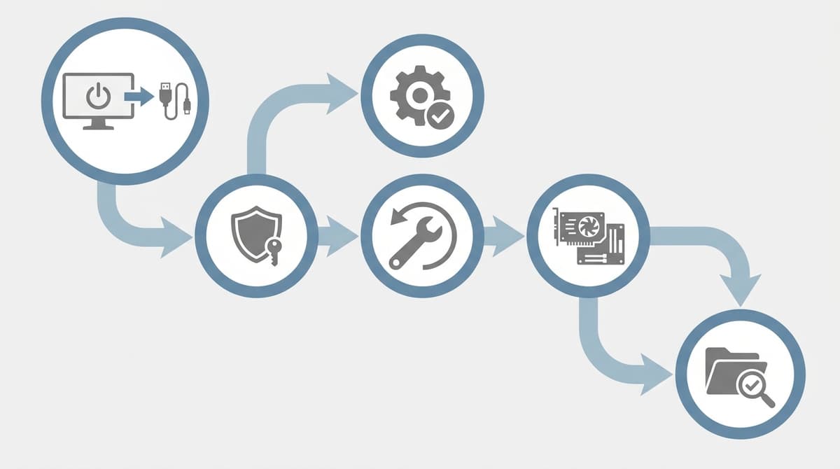 Visual troubleshooting decision tree for quick scanning.
