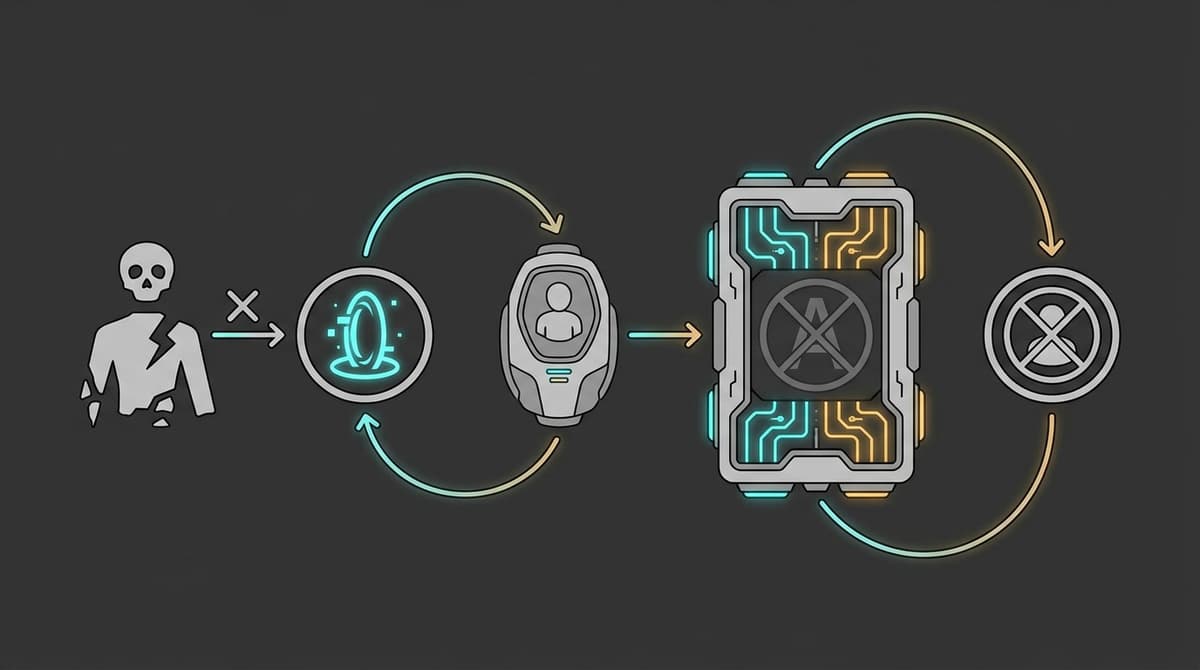 Systems flow showing revive-blocking behavior