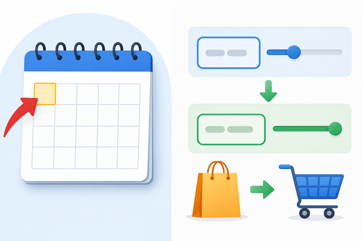 Simple timeline/price-change concept for Sept 1 without text overlays.