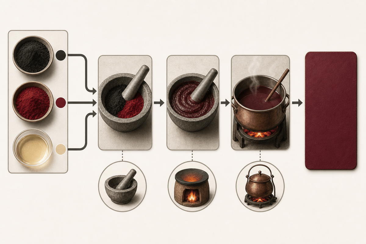 Color-mixing process diagram for producing black dye.