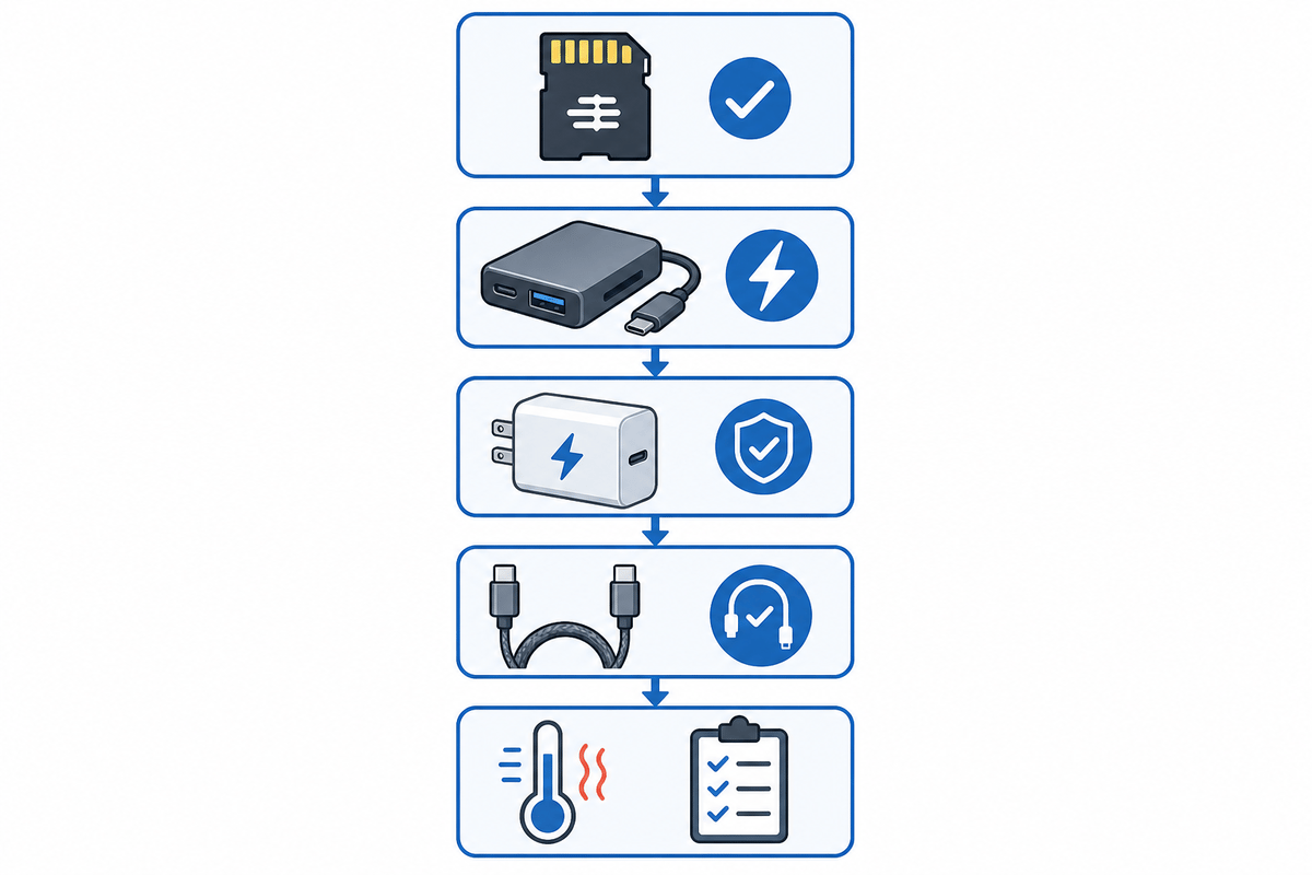 Don’t-get-burned checklist flow diagram.