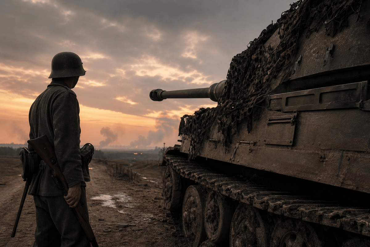 WWII combat atmosphere with tank and soldier (Gallipoli context).