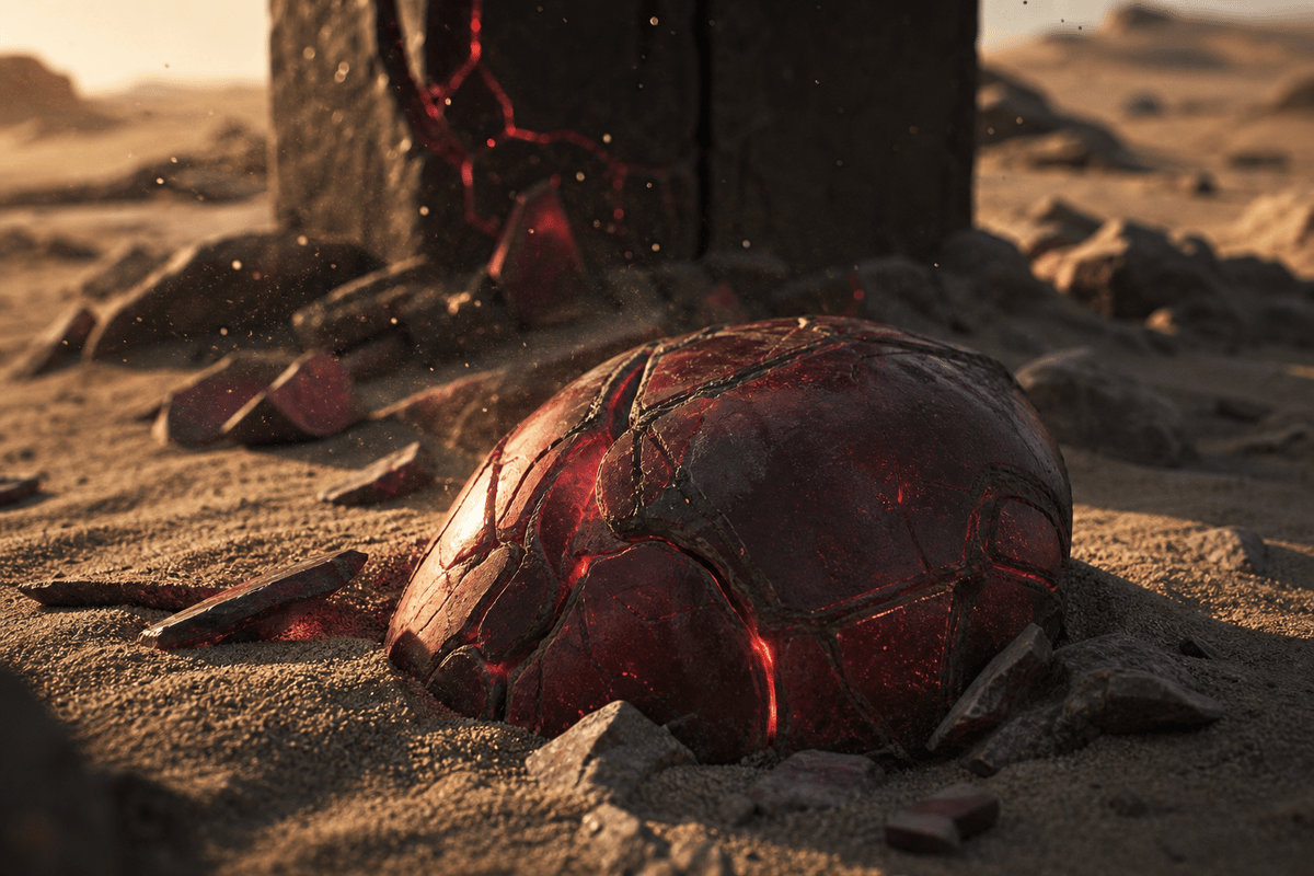 Contradiction artifact/ruin detail representing latest developments and key plot elements.