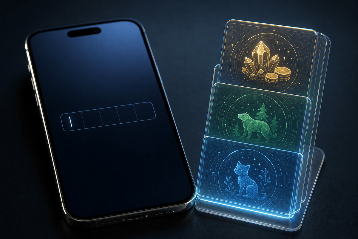 Conceptual promo-code redemption UI using blank/untitled screens.