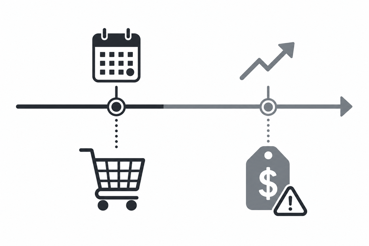 Cutoff-date visual explaining when to purchase.