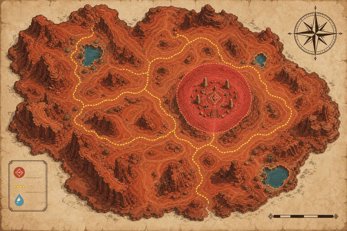 Top-down location diagram showing how to reach the Altar of Solitude.