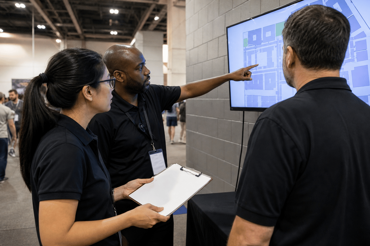On-site quality control and incident oversight during a convention