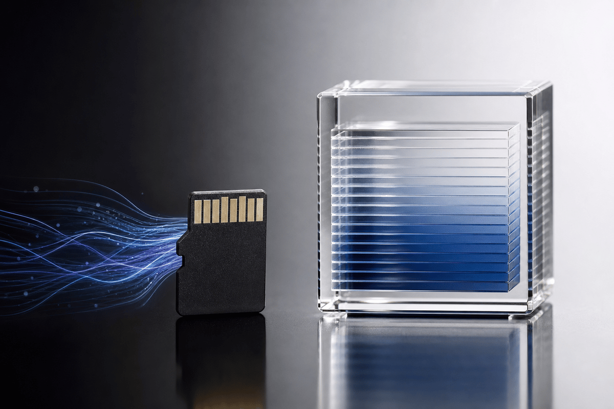 Visual metaphor for higher-capacity and faster storage performance of microSD Express vs microSD.