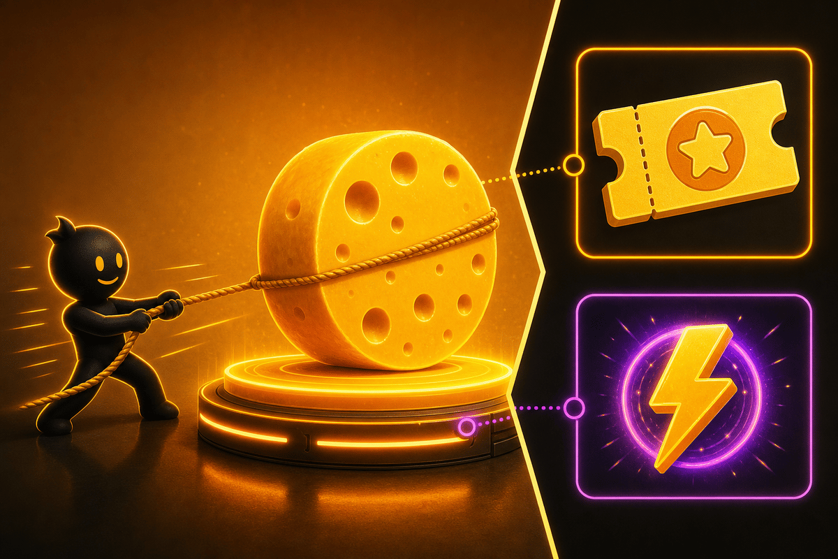 Visual metaphor for “Stream A Cheese Pull” mechanics.