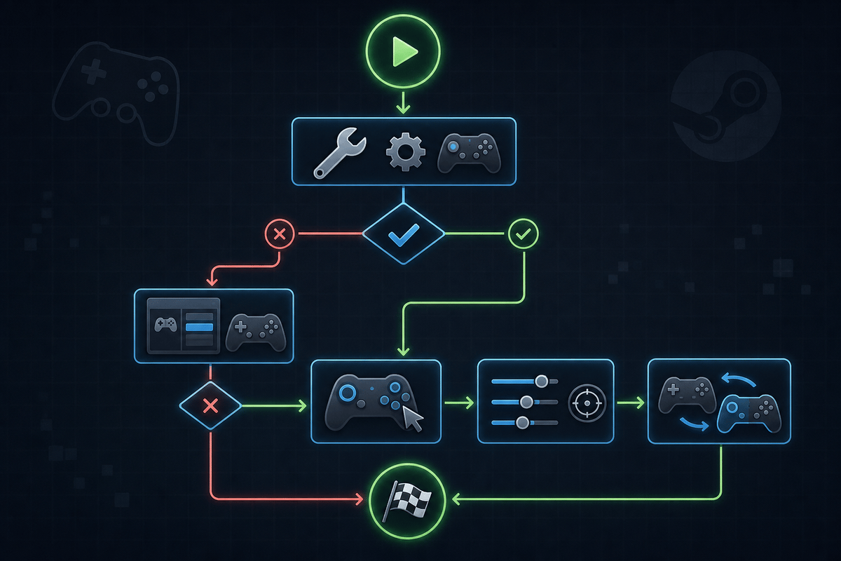 Troubleshooting decision flow for wrong button prompts.