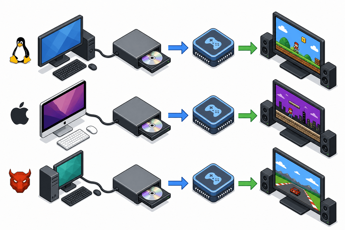 System-agnostic overview of multi-OS direct disc playback