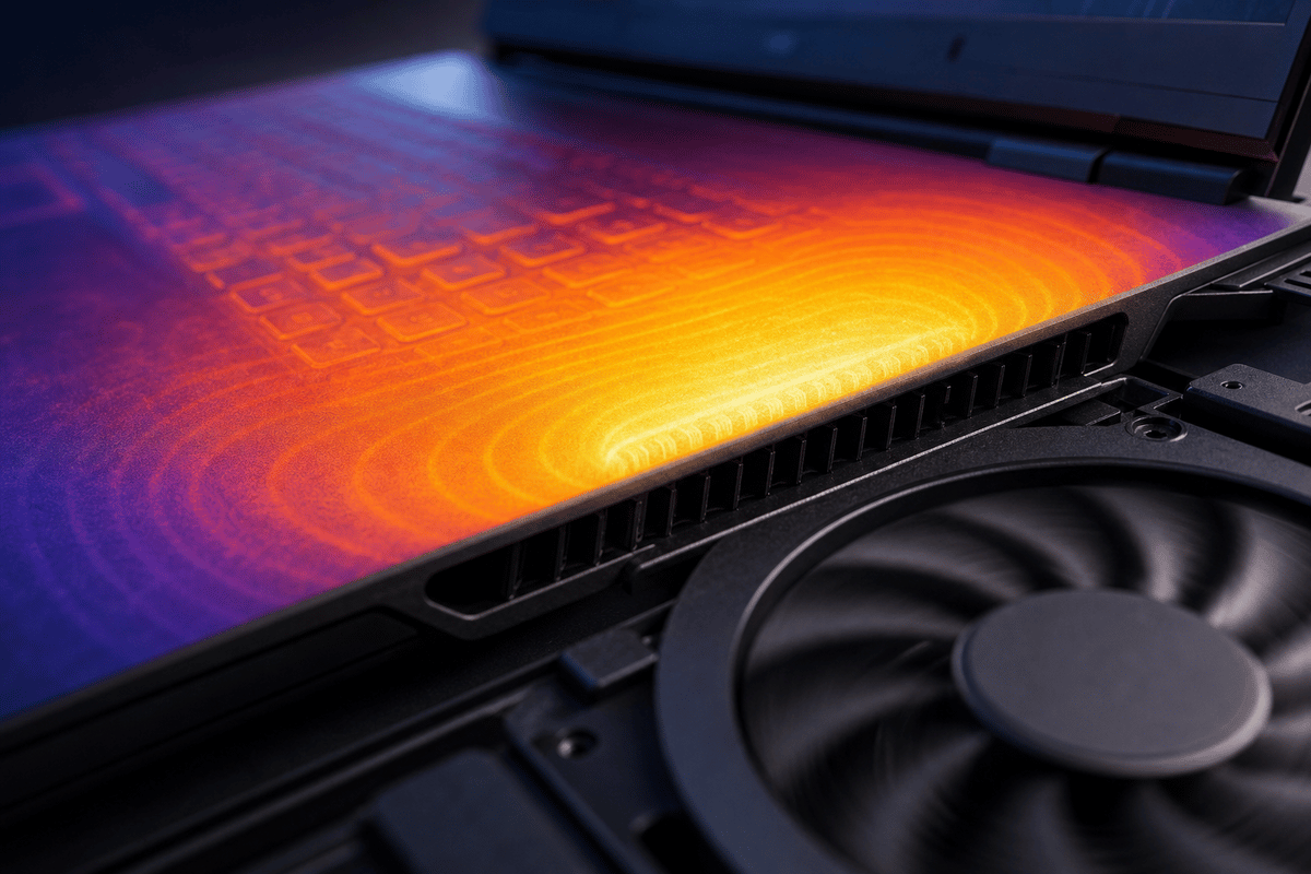 Heat/airflow visualization to convey thermals during gaming workloads.