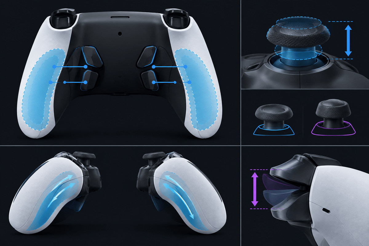 Back-button and control layout diagram focusing on competitive FPS ergonomics.