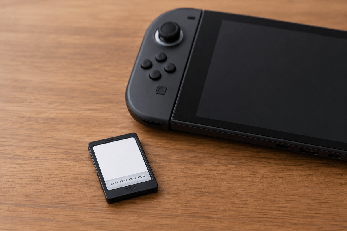 A game-key card is a physical token that unlocks a digital download.