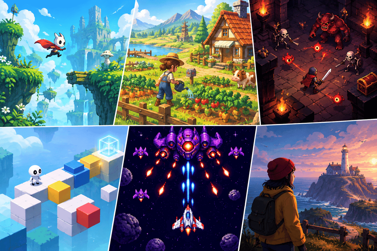 A sampling of the independent titles featured in the showcase.