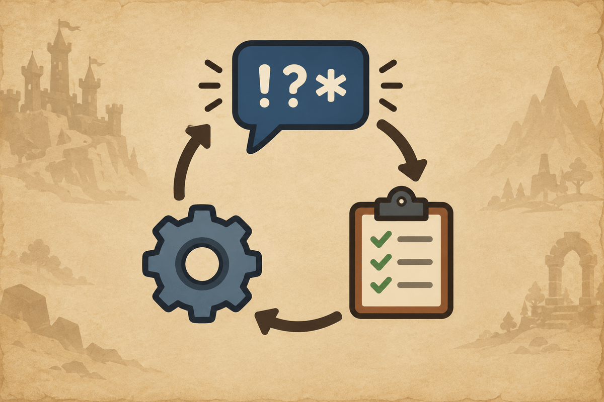 The cycle of player feedback, review, and developer response.