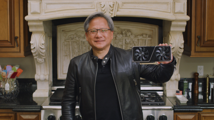 NVIDIA CEO Jensen Huang introducing the GeForce RTX 3070. Source: Nvidia