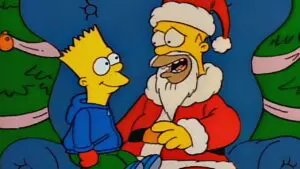 Bart and Homer Simpson in festive mood