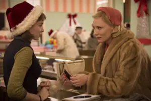 Rooney Mara and Cate Blanchett in Carol, an unconventional Christmas movie