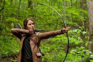 Katniss with a bow and arrow