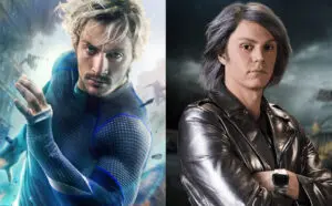 Aaron Taylor-Johnson (left) and Evan Peters (right), who both play Quicksilver but in different franchises.
