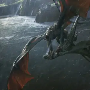 Dragon vs. dragon, artwork from The World of Ice and Fire.
